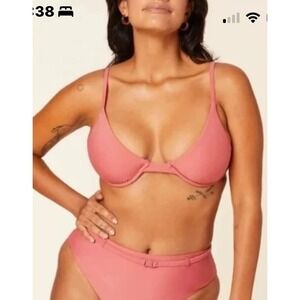 Andie Women's Swim The Sicily Bikini Top Swimwear Beach Summer Size M Punch NWT